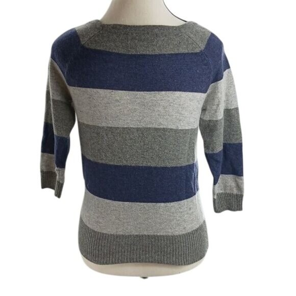 Cynthia Rowley Sweater Gray Blue Striped Angora Wool Blend Womens Size S - Picture 4 of 6